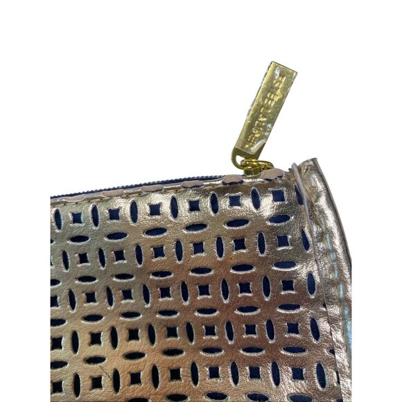 Estée Lauder Womens Beauty Cosmetic Makeup Travel Bag Gold Metallic Lot Of 2 - Picture 4 of 10